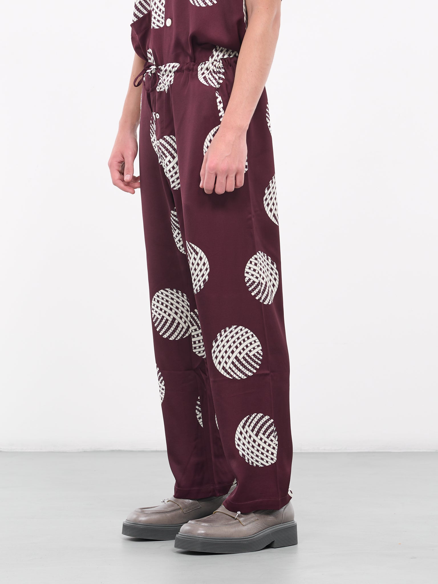 Lattice Sphere Pajama Pants (BT051-BURGUNDY)