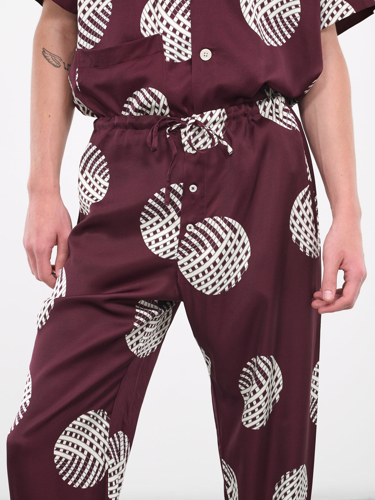 Lattice Sphere Pajama Pants (BT051-BURGUNDY)