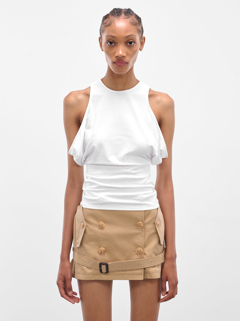 White Draped Bubble Tank Top (BUBBLE-TOP-WHITE)