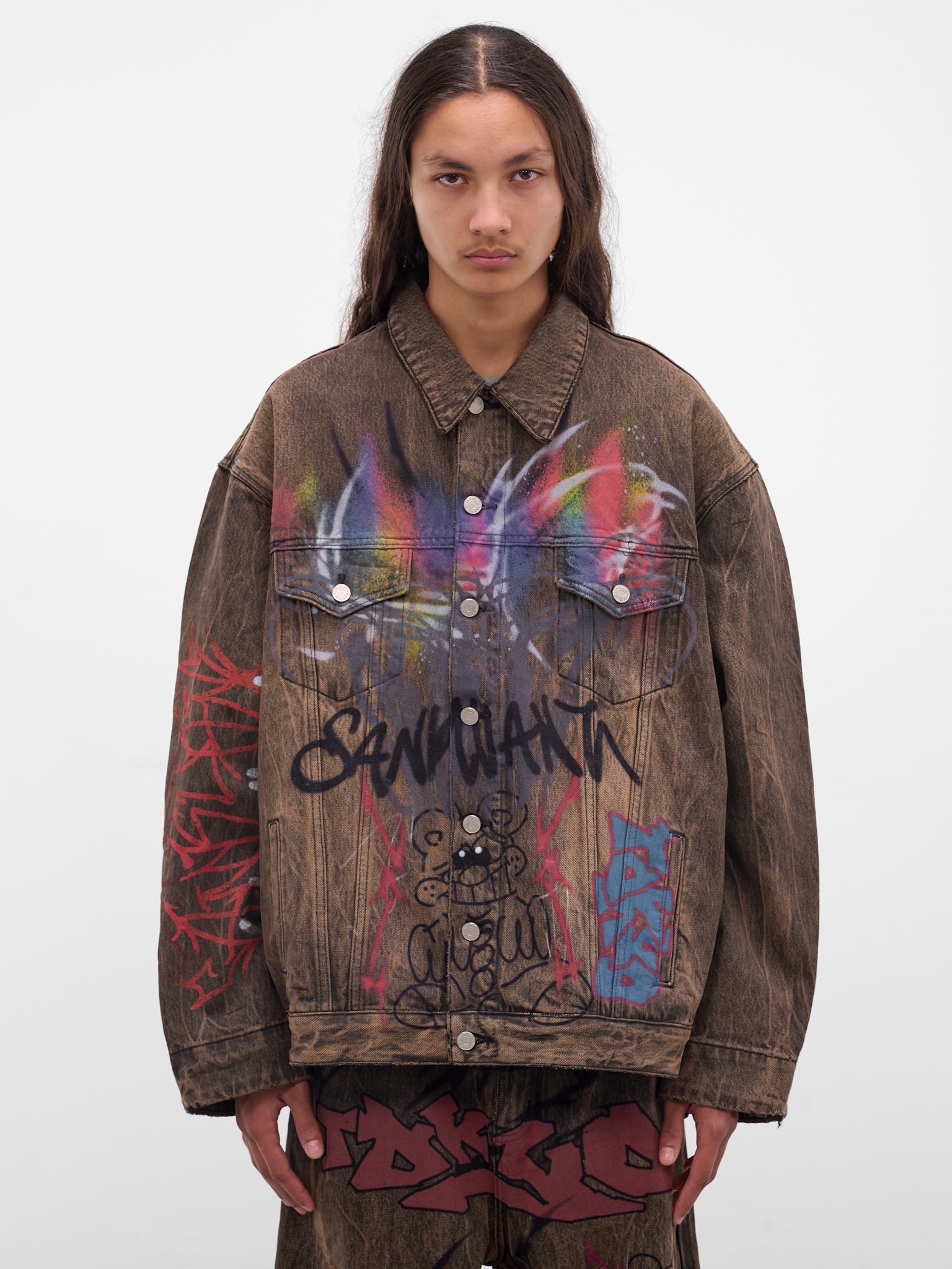 Brown Graffiti Denim Jacket (BUJA0102-BROWN)