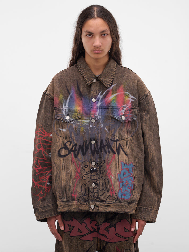 Brown Graffiti Denim Jacket (BUJA0102-BROWN)