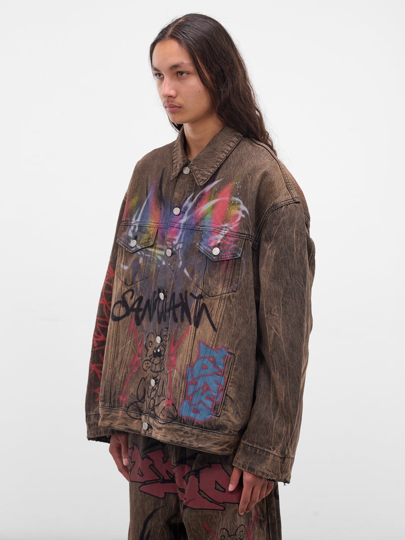 Brown Graffiti Denim Jacket (BUJA0102-BROWN)