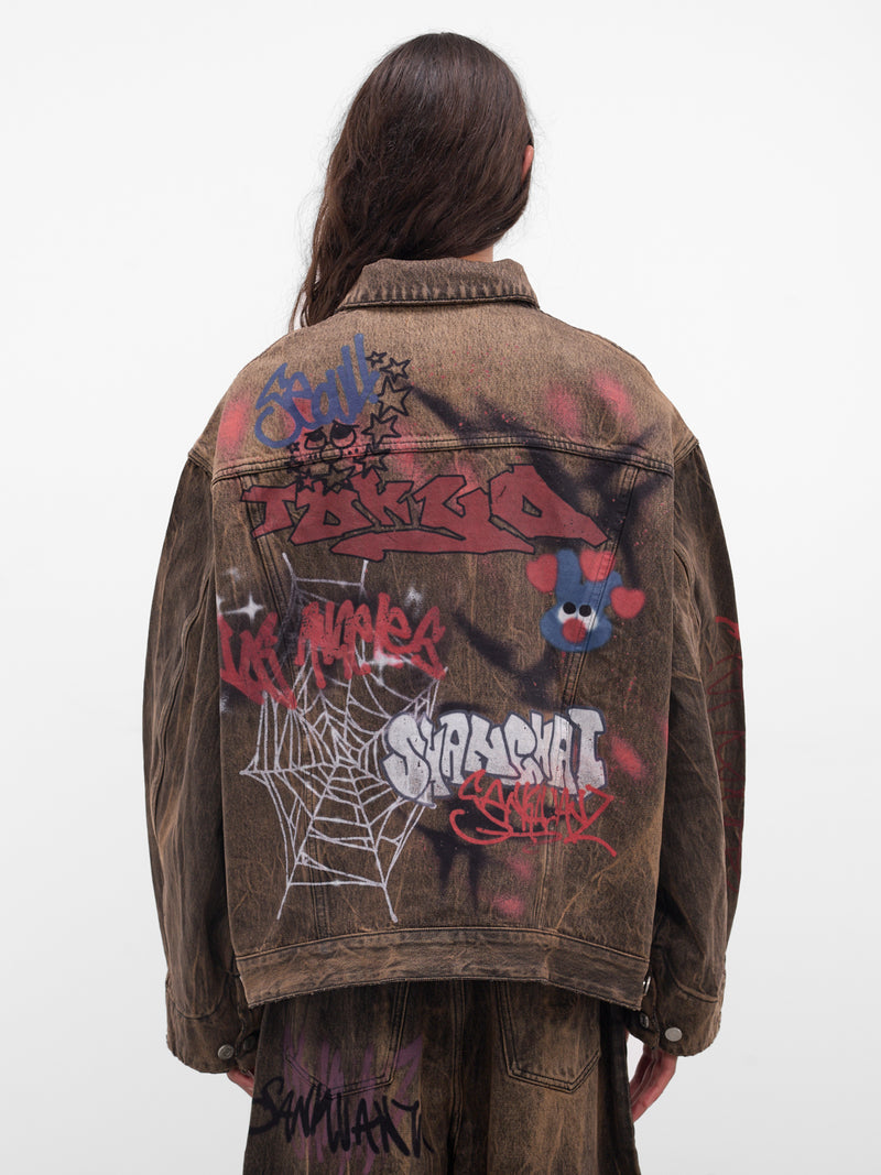 Brown Graffiti Denim Jacket (BUJA0102-BROWN)