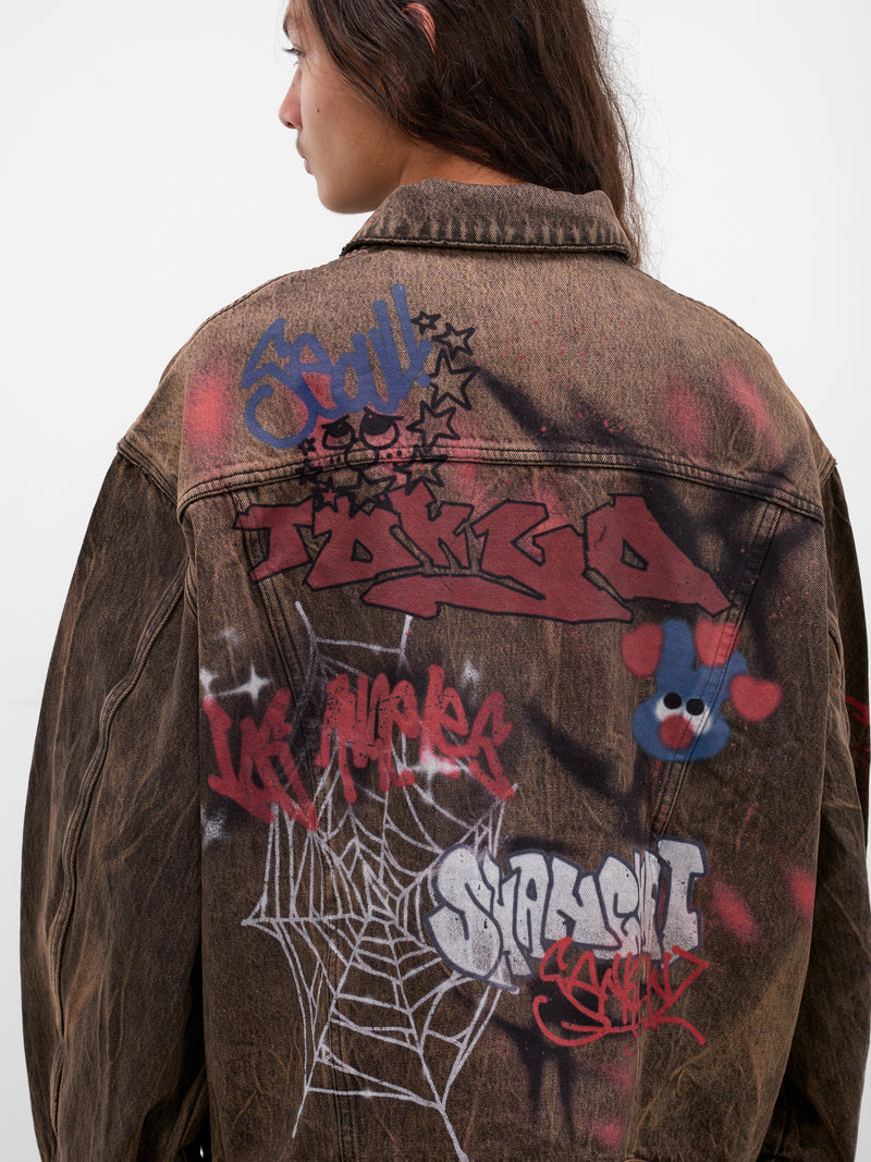 Brown Graffiti Denim Jacket (BUJA0102-BROWN)