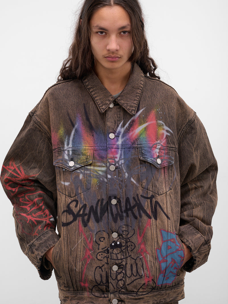 Brown Graffiti Denim Jacket (BUJA0102-BROWN)