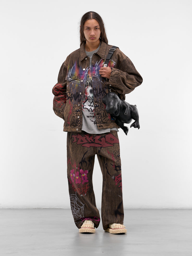 Brown Graffiti Denim Jacket (BUJA0102-BROWN)