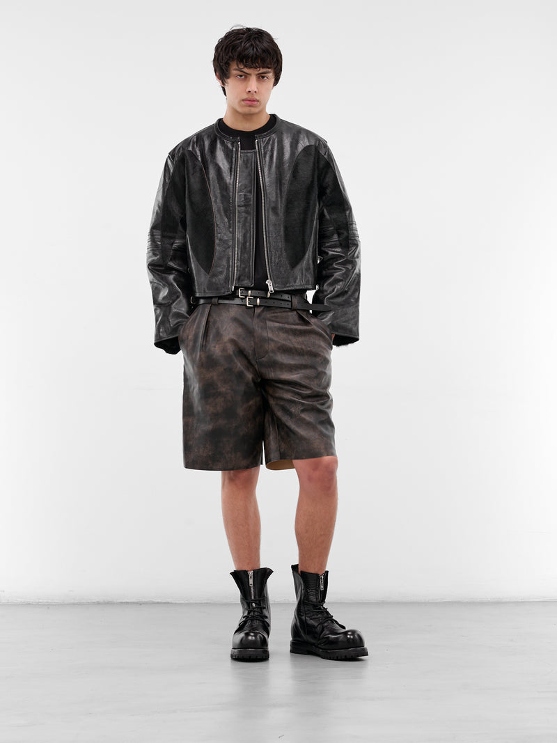 Brown Business Leather Shorts (BUSINESS-LEATHER-SHORT-BROWN)