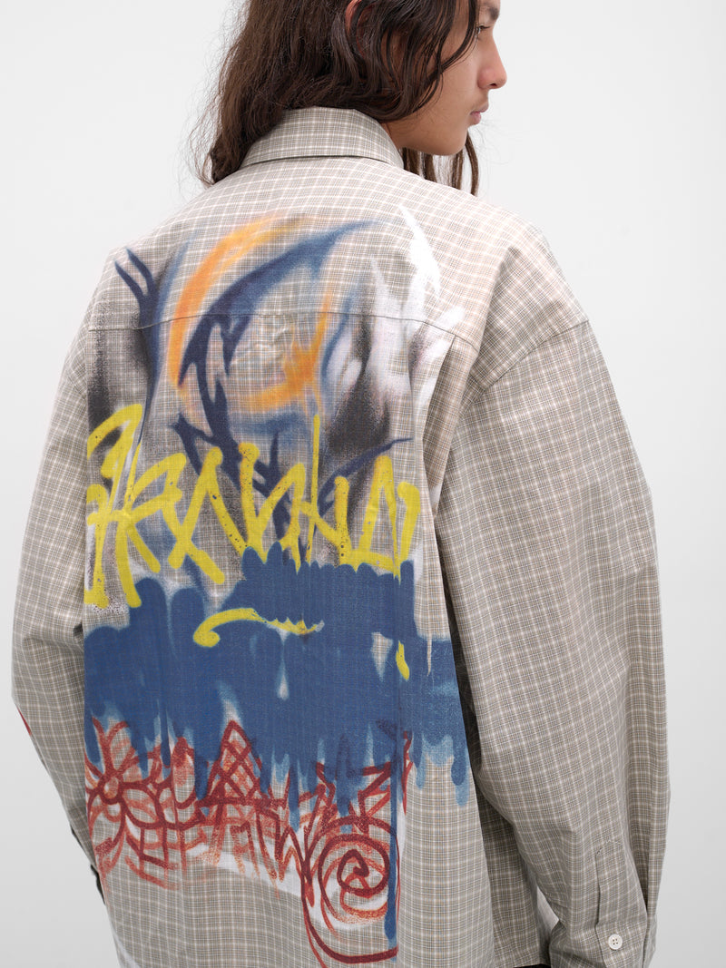 Gray Necktie Graffiti Shirt (BUSL0101-GREY)