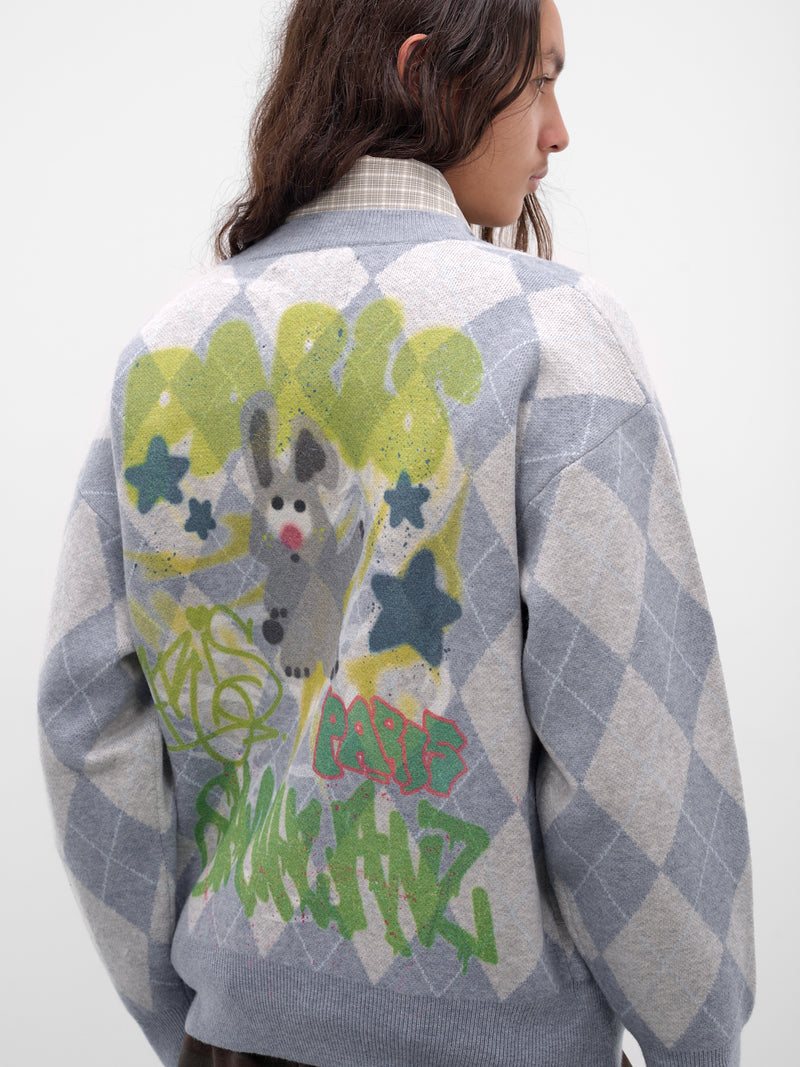 Gray Argyle Graffiti Sweater (BUSW0102-BLUE)
