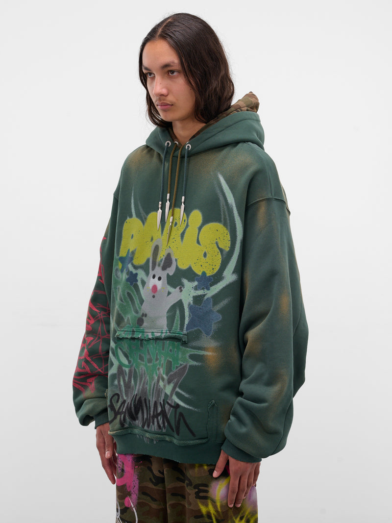 Gray Graffiti Layered Hoodie (BUTH0102-GREY)