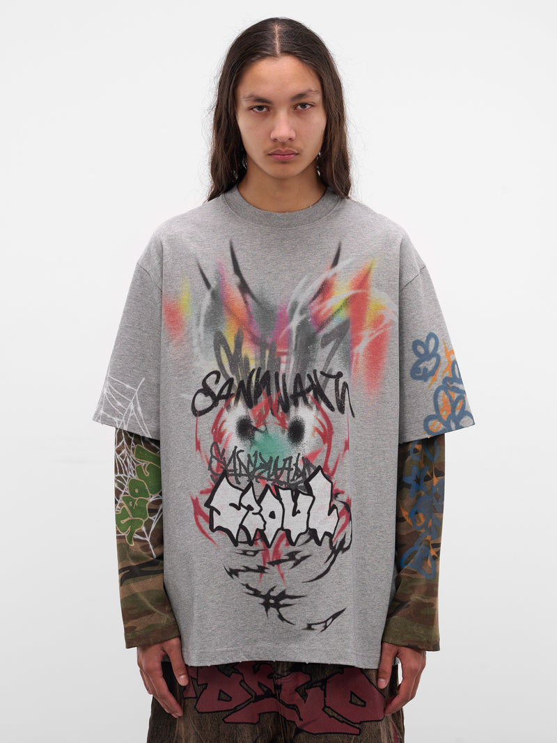 Grey Graffiti Layered Tee (BUTS0105-GREY)