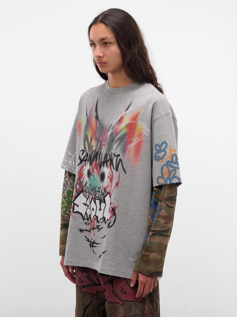 Grey Graffiti Layered Tee (BUTS0105-GREY)