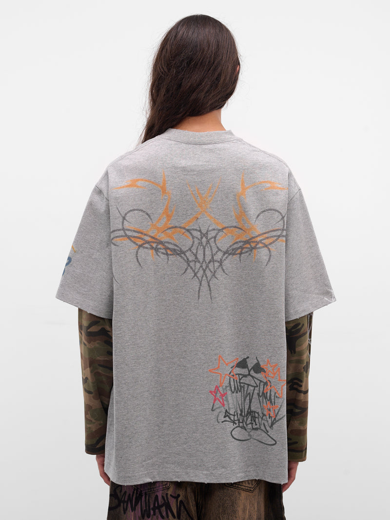 Grey Graffiti Layered Tee (BUTS0105-GREY)