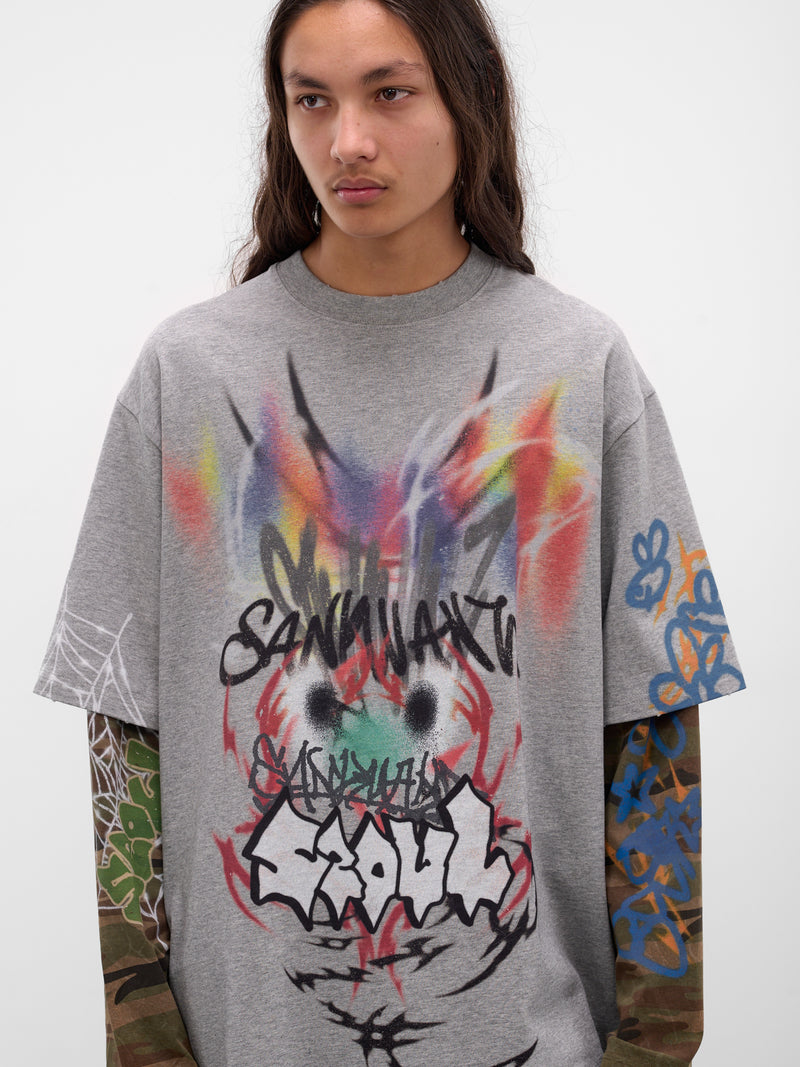 Grey Graffiti Layered Tee (BUTS0105-GREY)