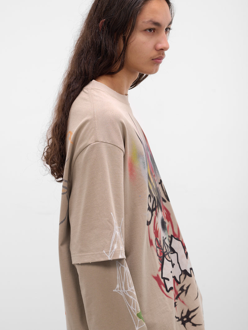 Khaki Graffiti Layered Tee (BUTS0105-KHIKI)