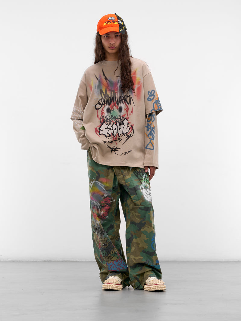 Khaki Graffiti Layered Tee (BUTS0105-KHIKI)