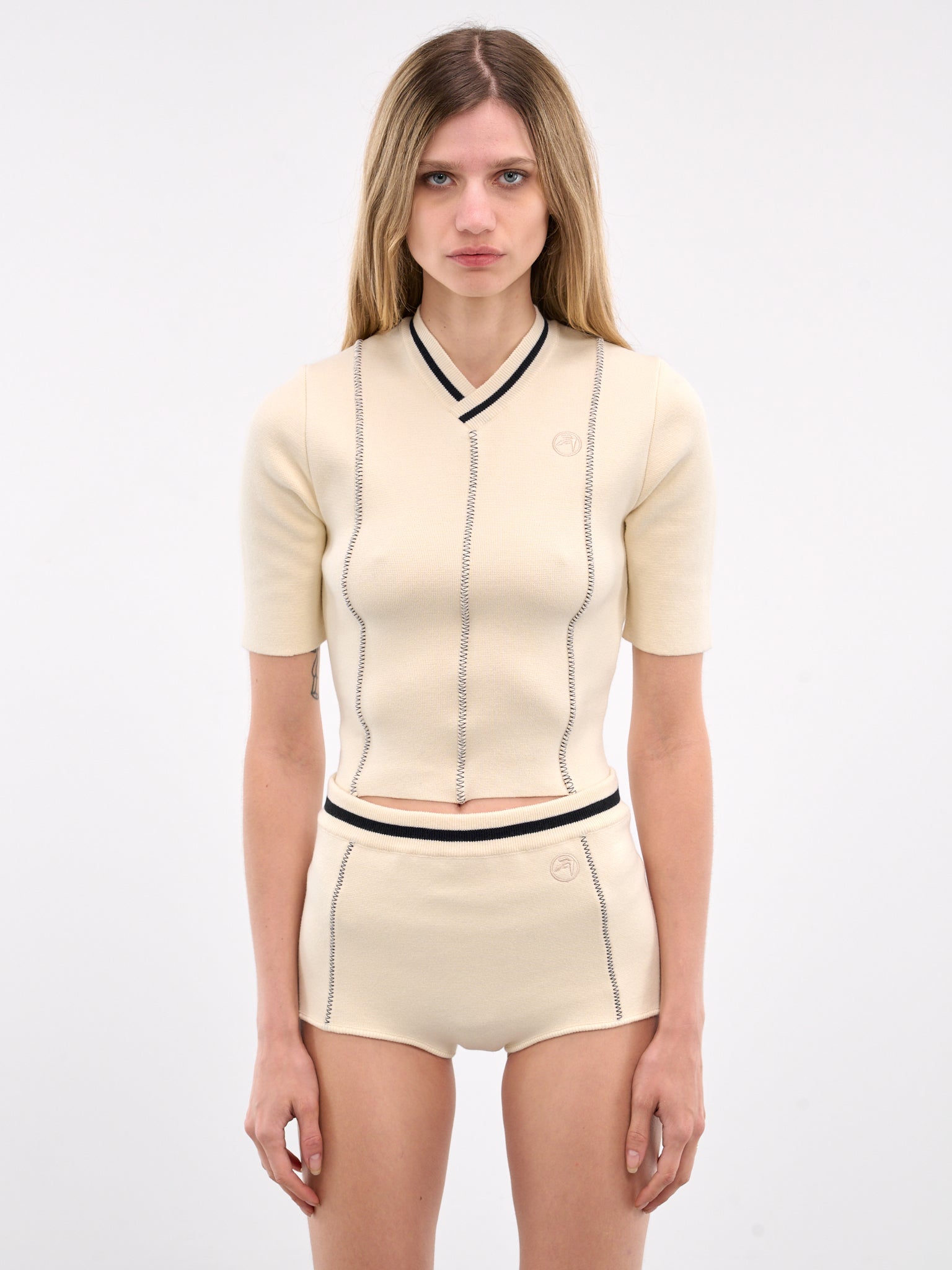 Contrast Stitch Top (BWHT001-KNI002-TOFU)