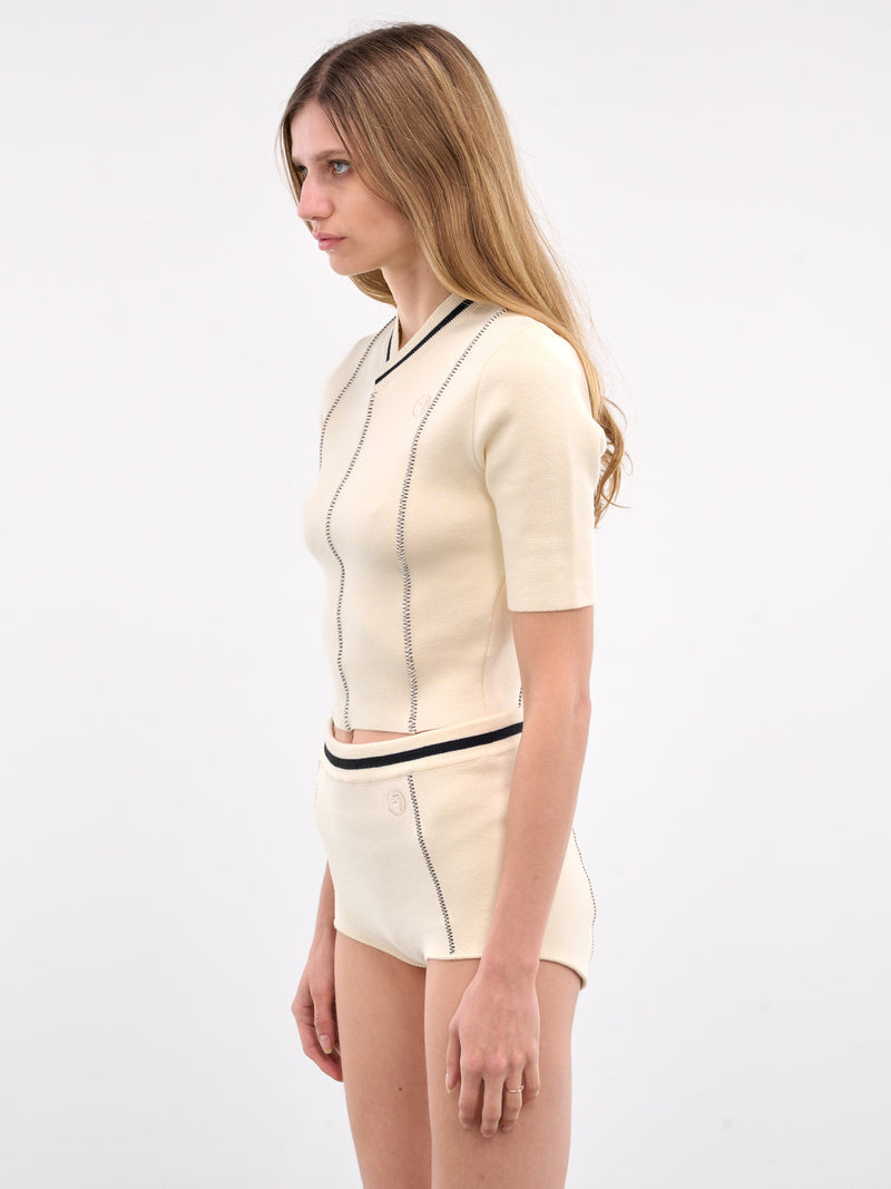 Contrast Stitch Top (BWHT001-KNI002-TOFU)