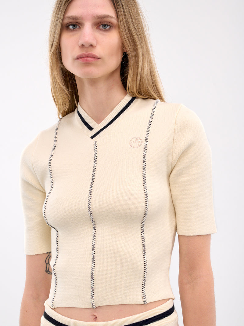 Contrast Stitch Top (BWHT001-KNI002-TOFU)