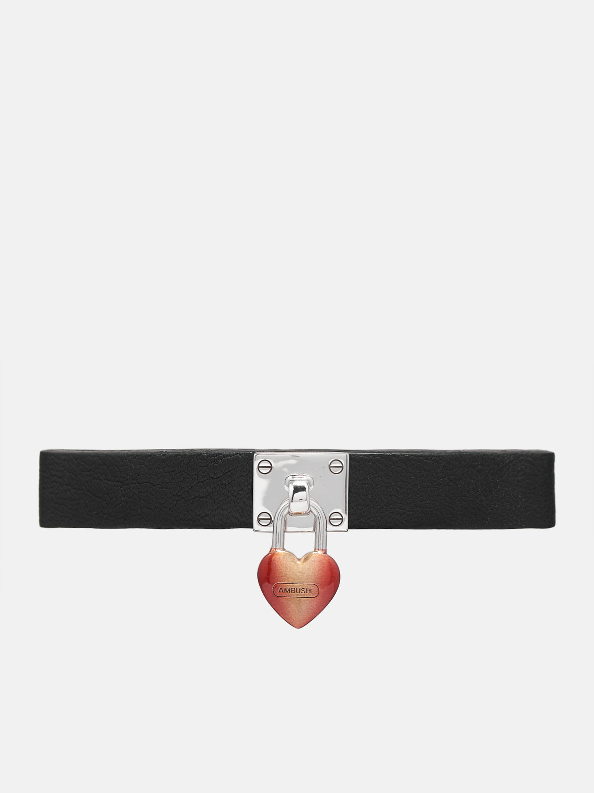 Heart Padlock Leather Bracelet (BWOA045-BRA002-2500-RED-NO-COL)