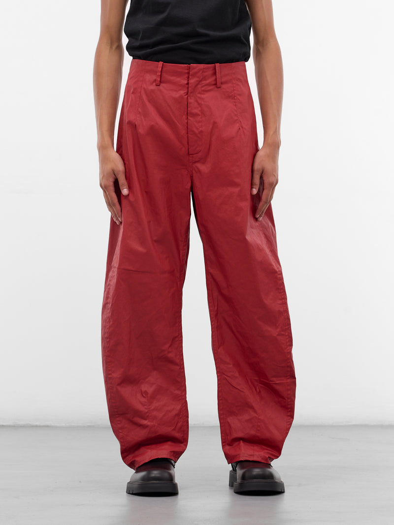 Red Pina Coated Canvas Trousers (TRS-103-03-RED)