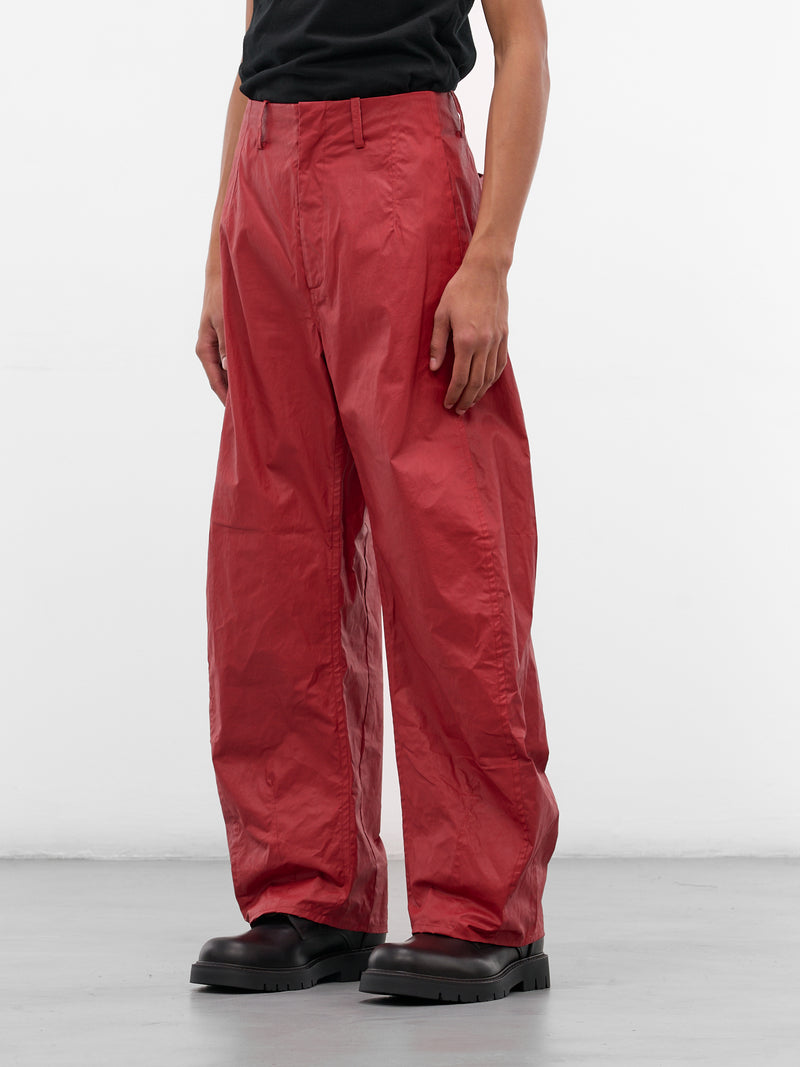 Red Pina Coated Canvas Trousers (TRS-103-03-RED)