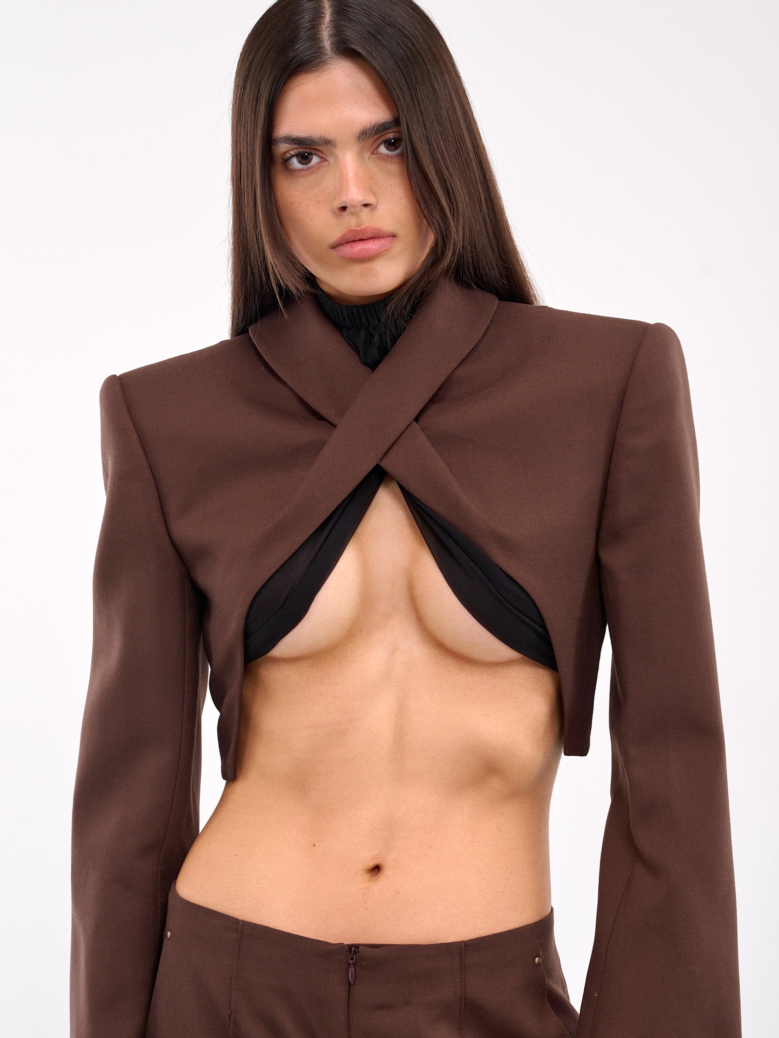 Crossed Lapel Blazer (BZ07W1PU790-MAROON)