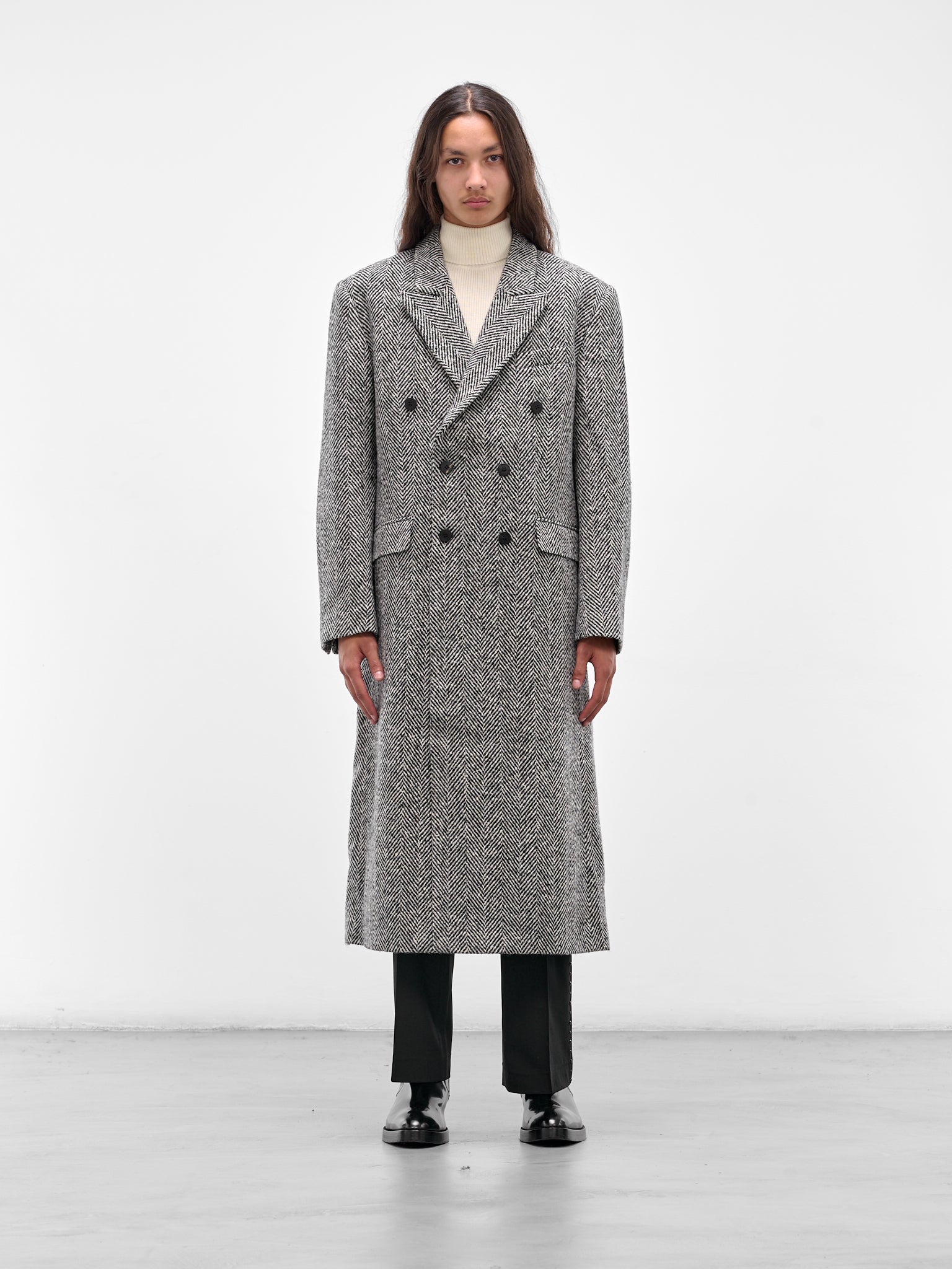 Gray Herringbone Double-Breasted Coat (CO17B-TM01-HERRING-BONE)