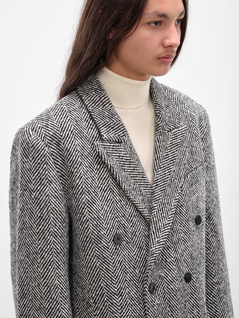 Gray Herringbone Double-Breasted Coat (CO17B-TM01-HERRING-BONE)