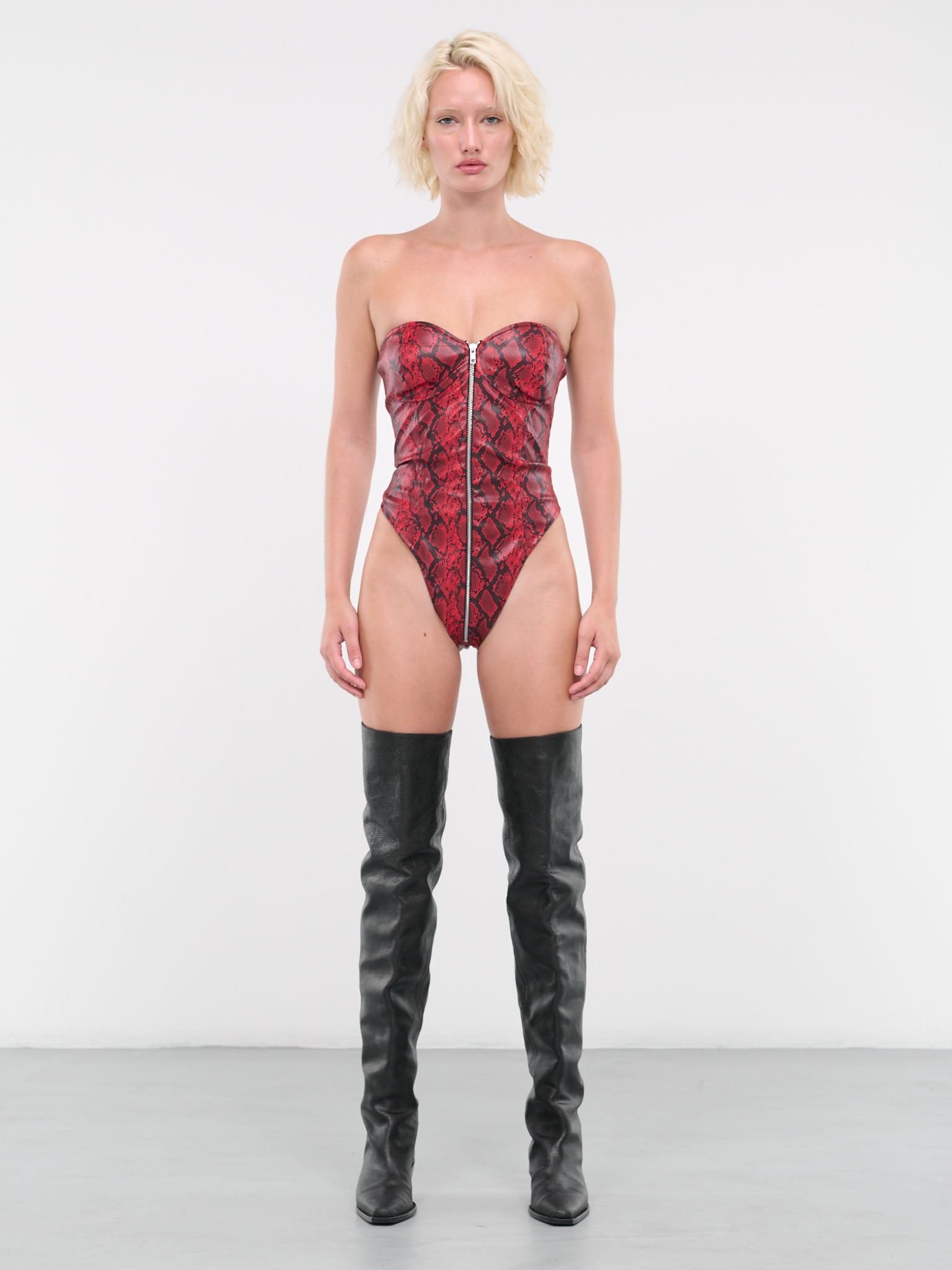 Faux-Leather Bodysuit (C02-610-BLOOD-RED)