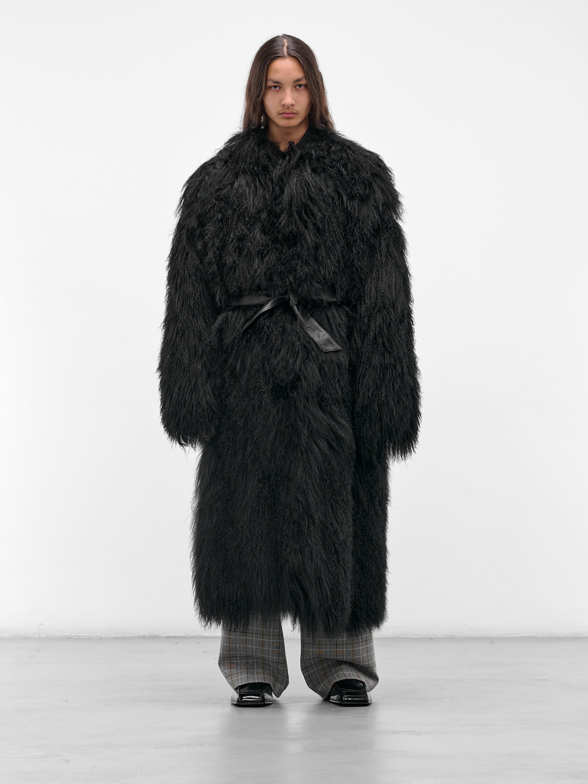 Black Reversible Mongolian Fur Coat (C025-K006-BLACK)