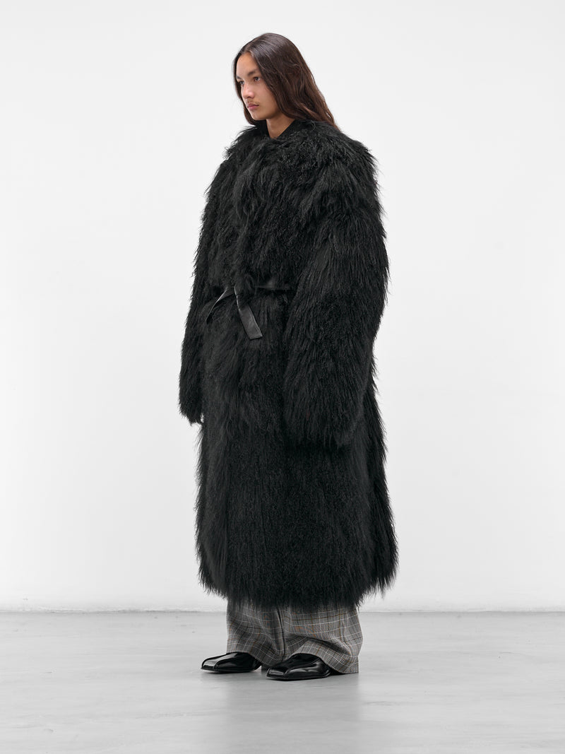 Black Reversible Mongolian Fur Coat (C025-K006-BLACK)