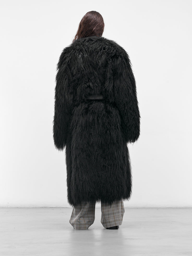 Black Reversible Mongolian Fur Coat (C025-K006-BLACK)