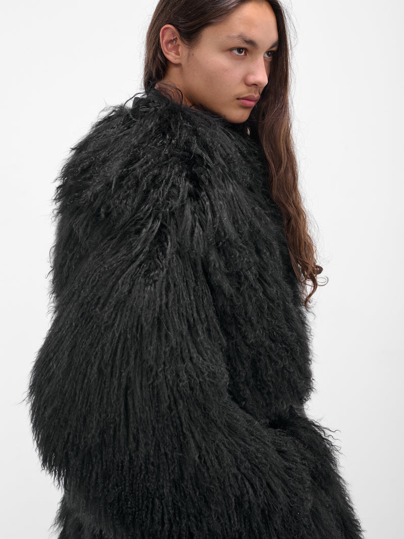Black Reversible Mongolian Fur Coat (C025-K006-BLACK)