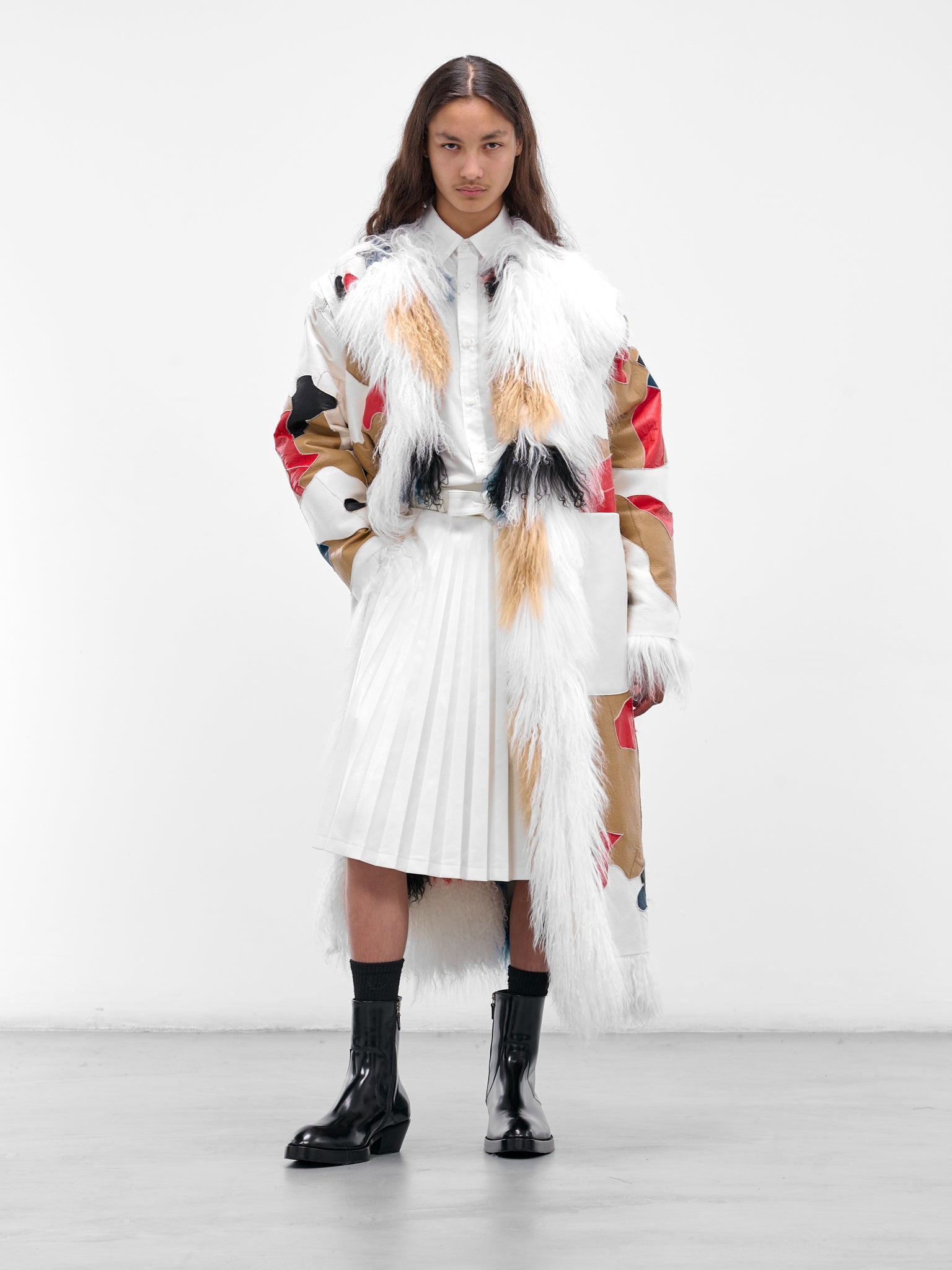 【極美品】THINK FUR Eco Fur Tailored Coat S ROUND_FULL_SKIN_COLLAR_DIAGONA