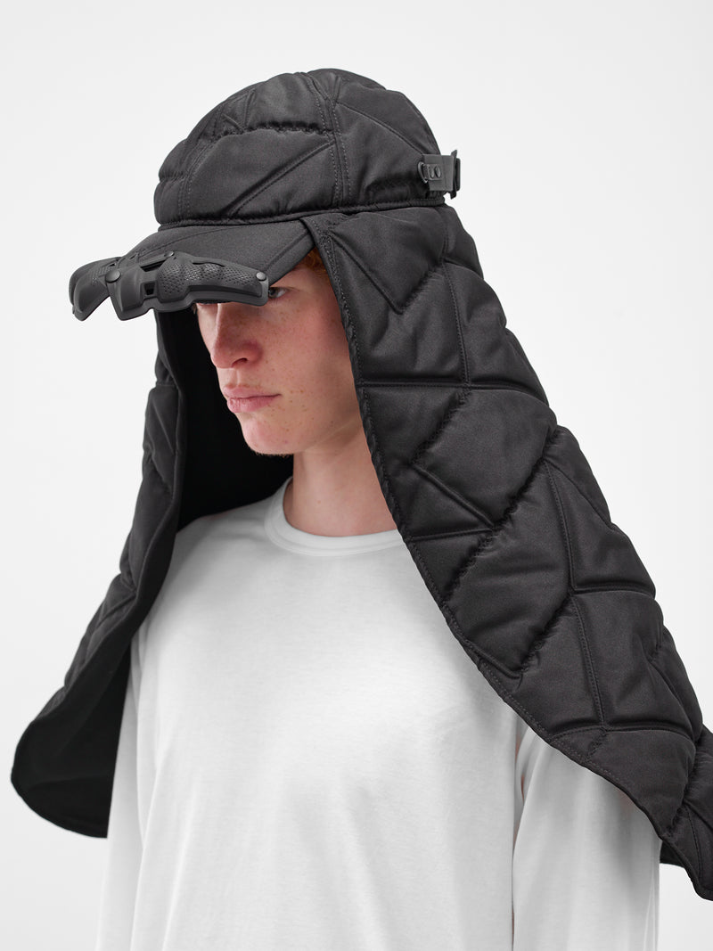 Black Modular Quilted Puffer Hat (C11-PUPPER-SCARF-CAP-BLACK)