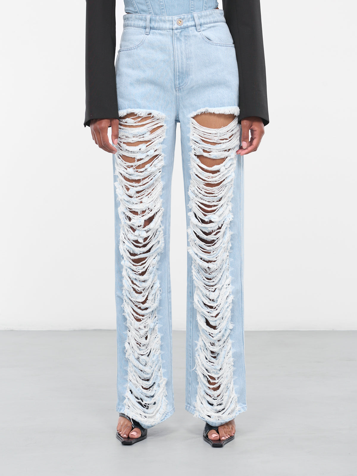 Classic Denim Frayed Pants (C2144P23-5037-CYAN)