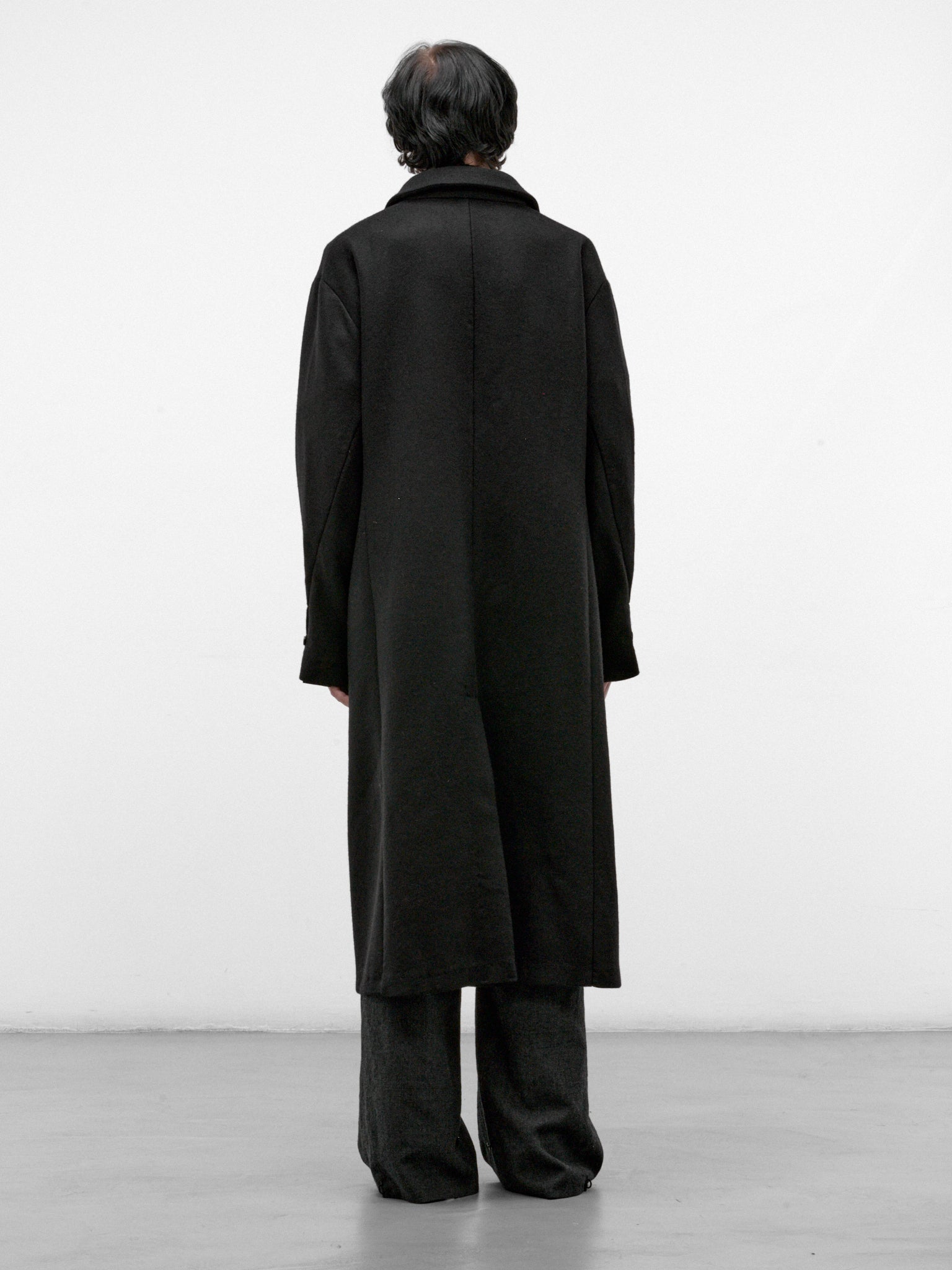Black Wool Long Buttoned Coat (C221E-WPP-BLACK-BROWN)