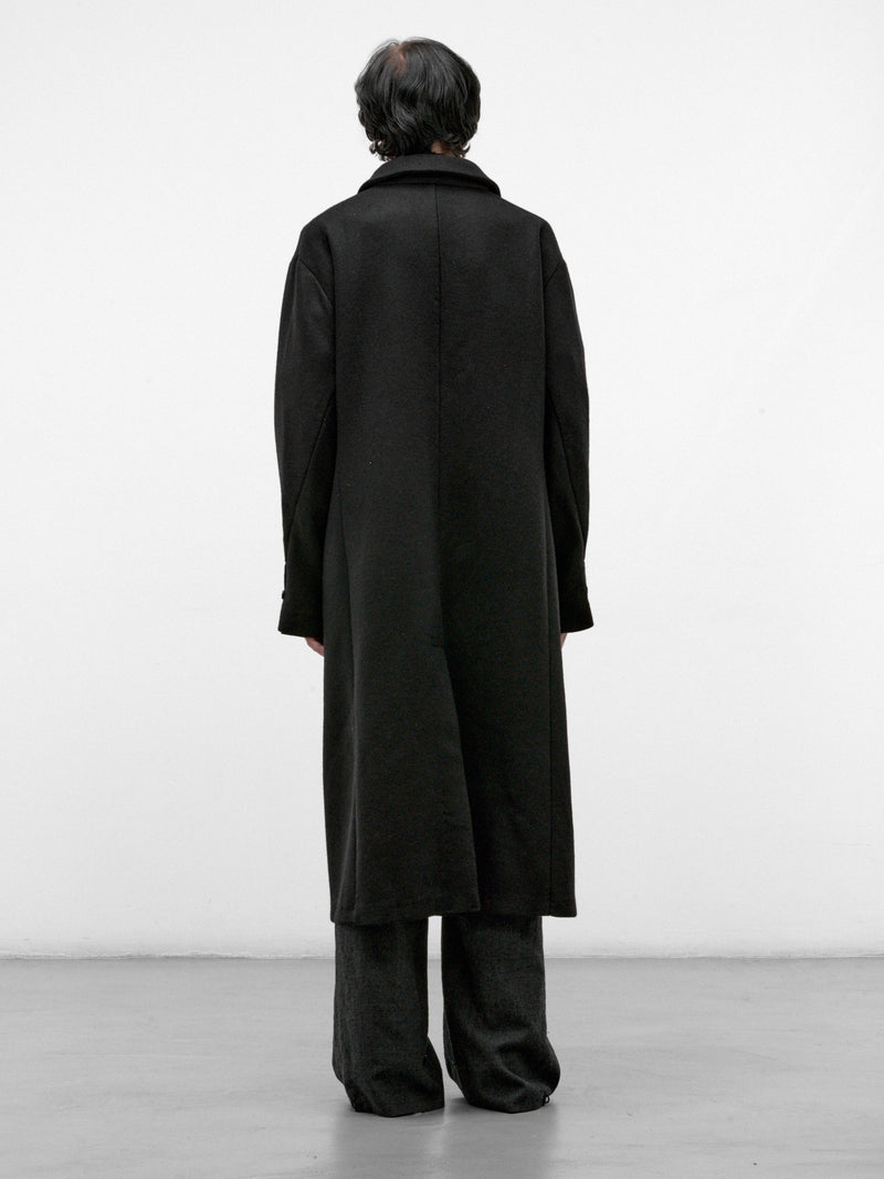Black Wool Long Buttoned Coat (C221E-WPP-BLACK-BROWN)