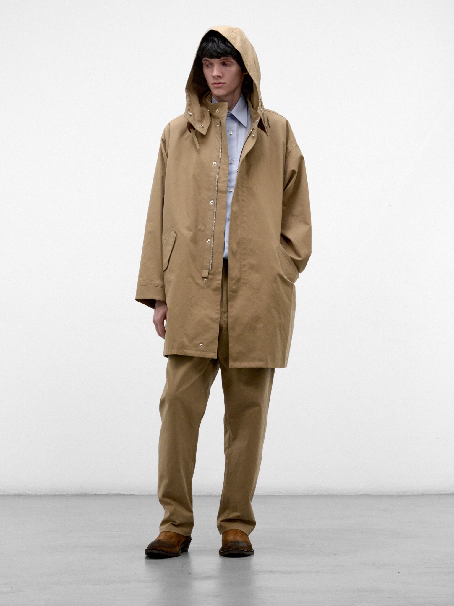 Beige Cotton Hooded Coat (C263F05C01-BEIGE)