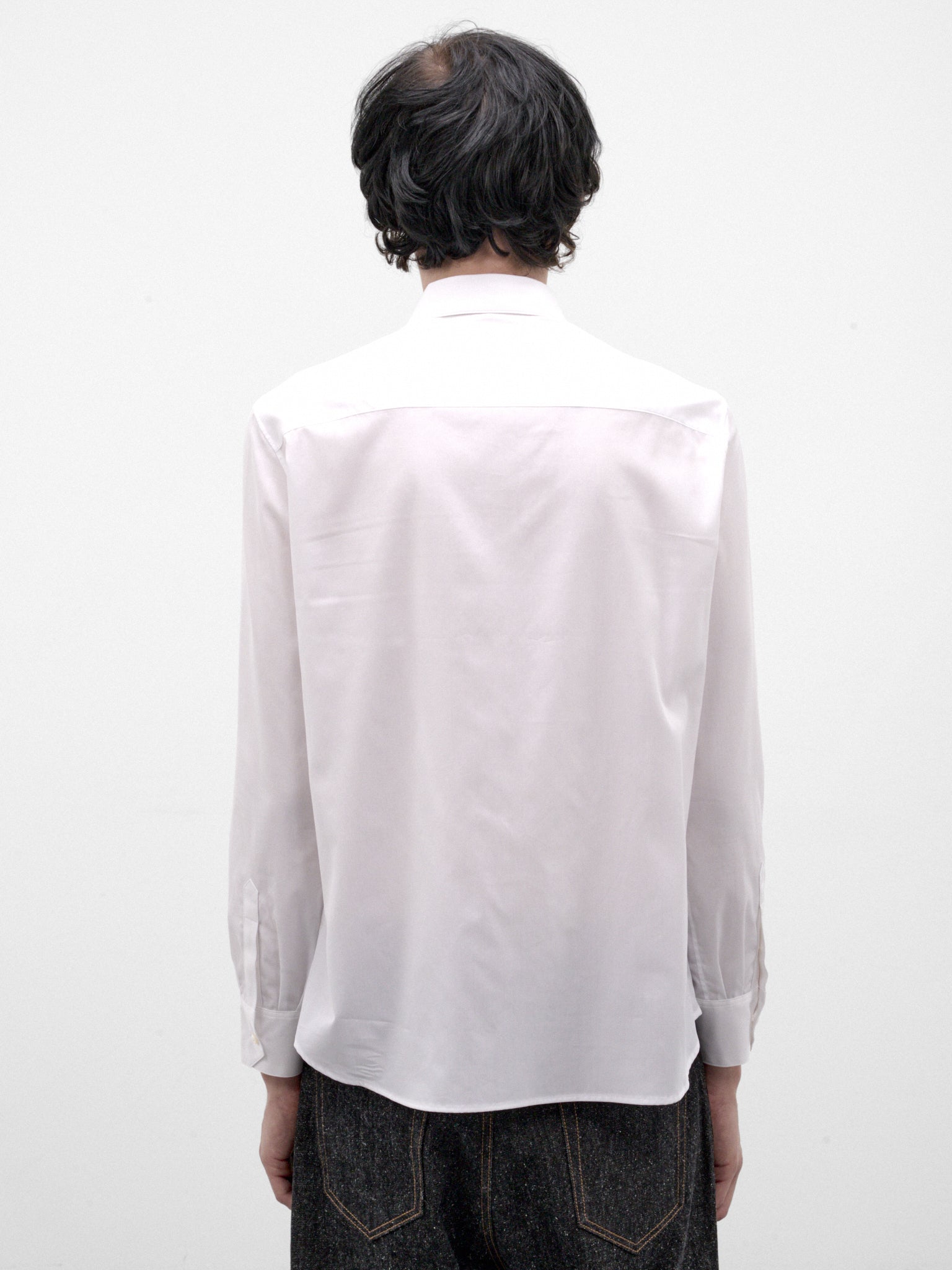 White Cotton Button-Up Shirt (C263F01YB02-WHITE)