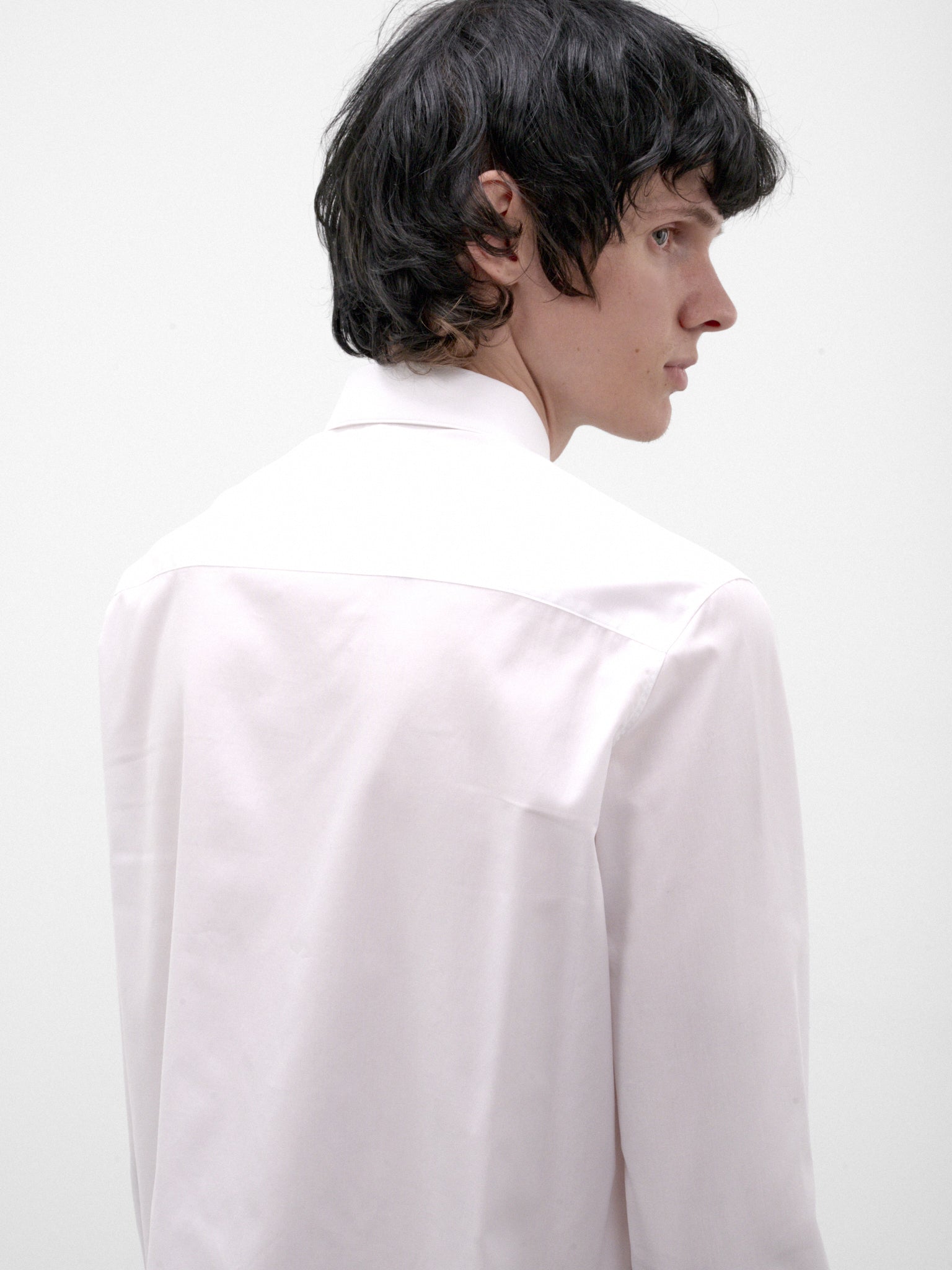 White Cotton Button-Up Shirt (C263F01YB02-WHITE)