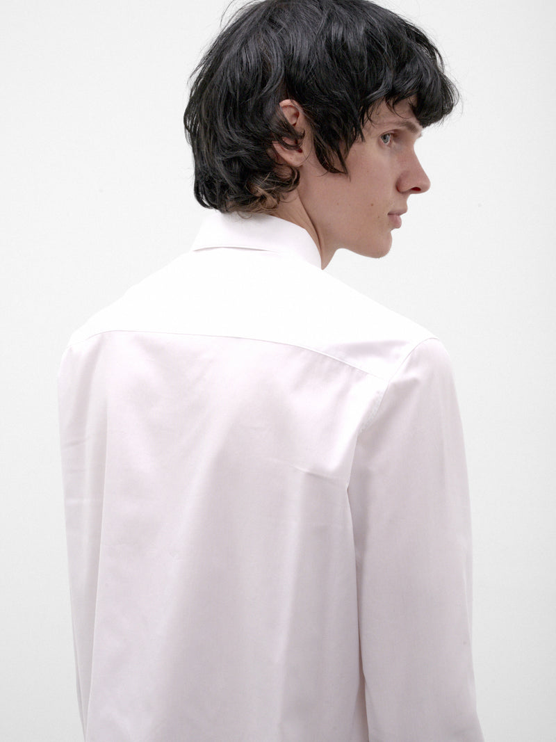 White Cotton Button-Up Shirt (C263F01YB02-WHITE)