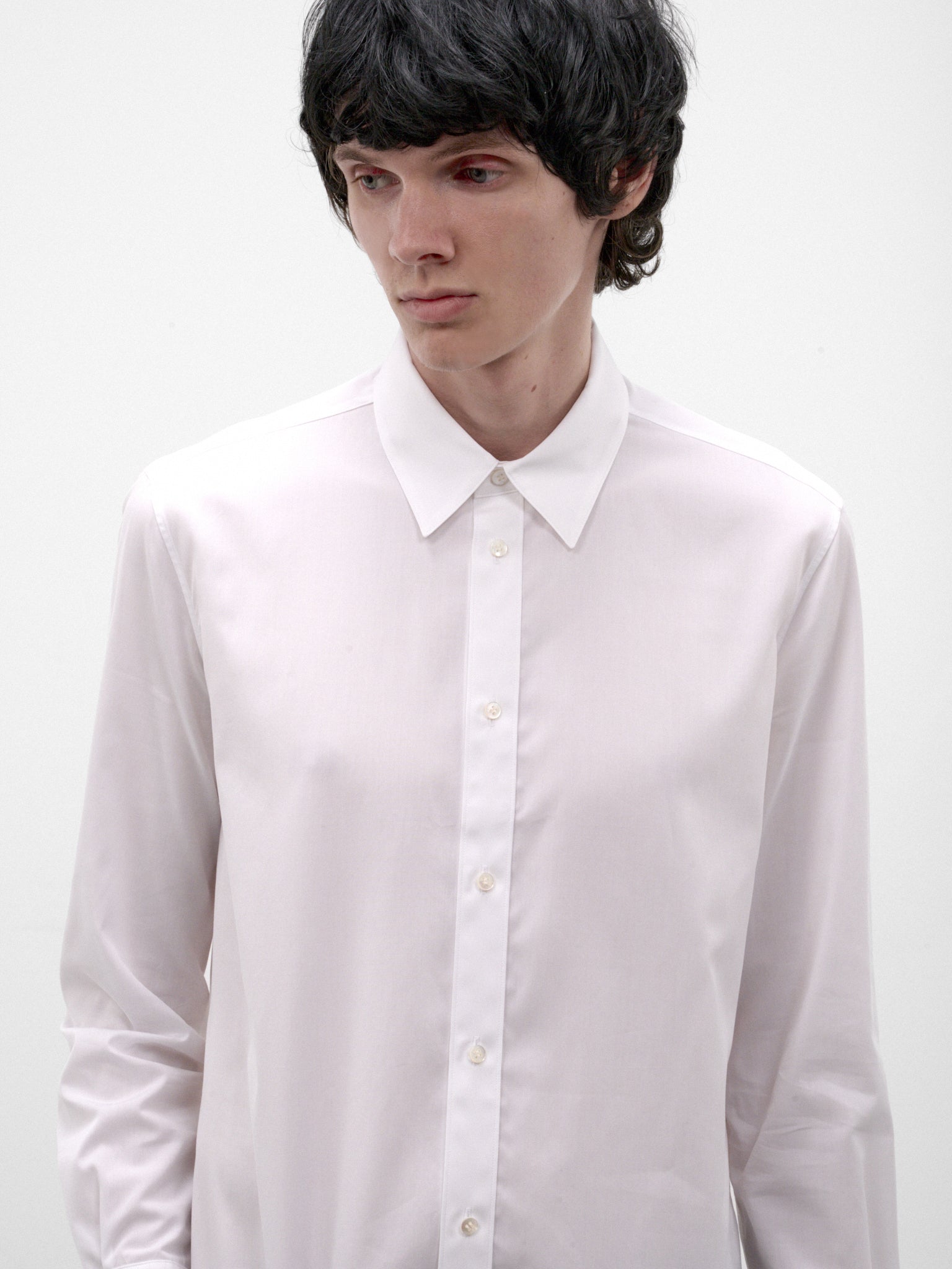 White Cotton Button-Up Shirt (C263F01YB02-WHITE)