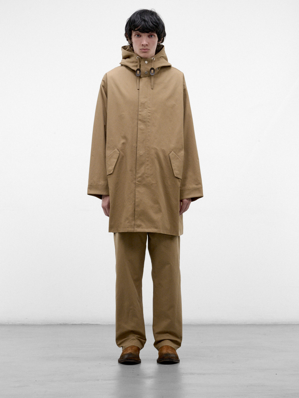 Beige Cotton Hooded Coat (C263F05C01-BEIGE)
