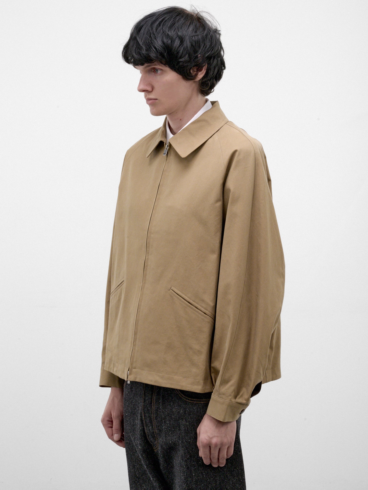 Beige Cotton Zip Jacket (C263F05J01-BEIGE)