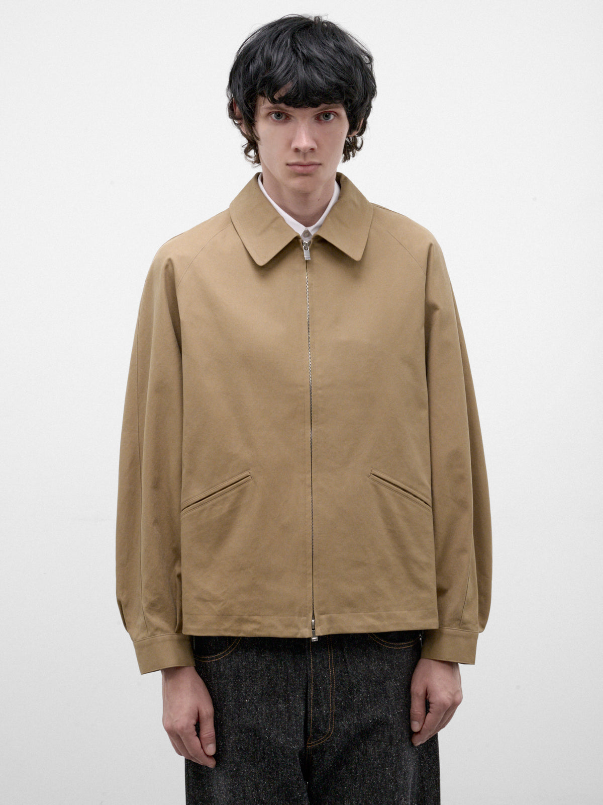 Beige Cotton Zip Jacket (C263F05J01-BEIGE)