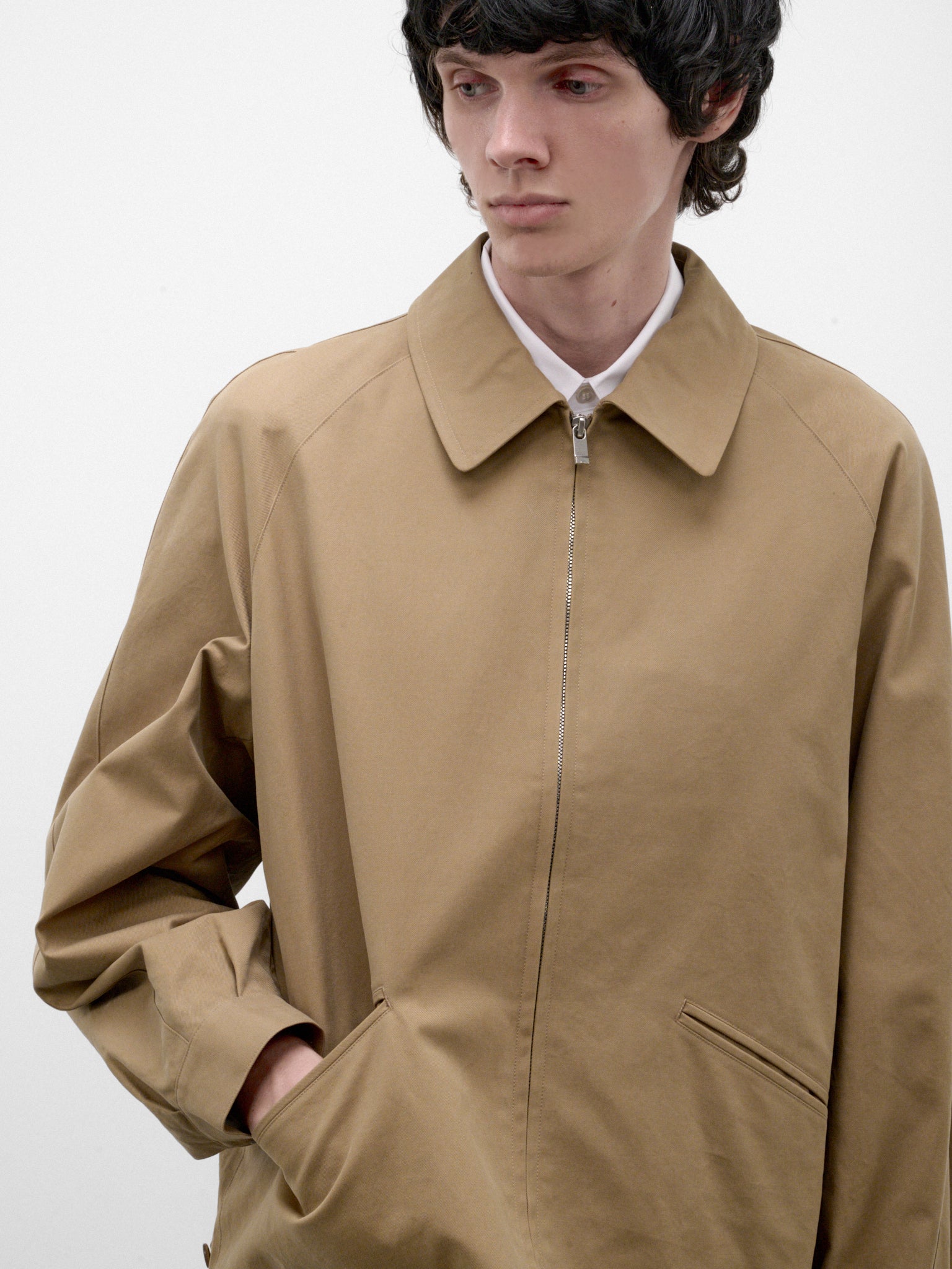 Beige Cotton Zip Jacket (C263F05J01-BEIGE)