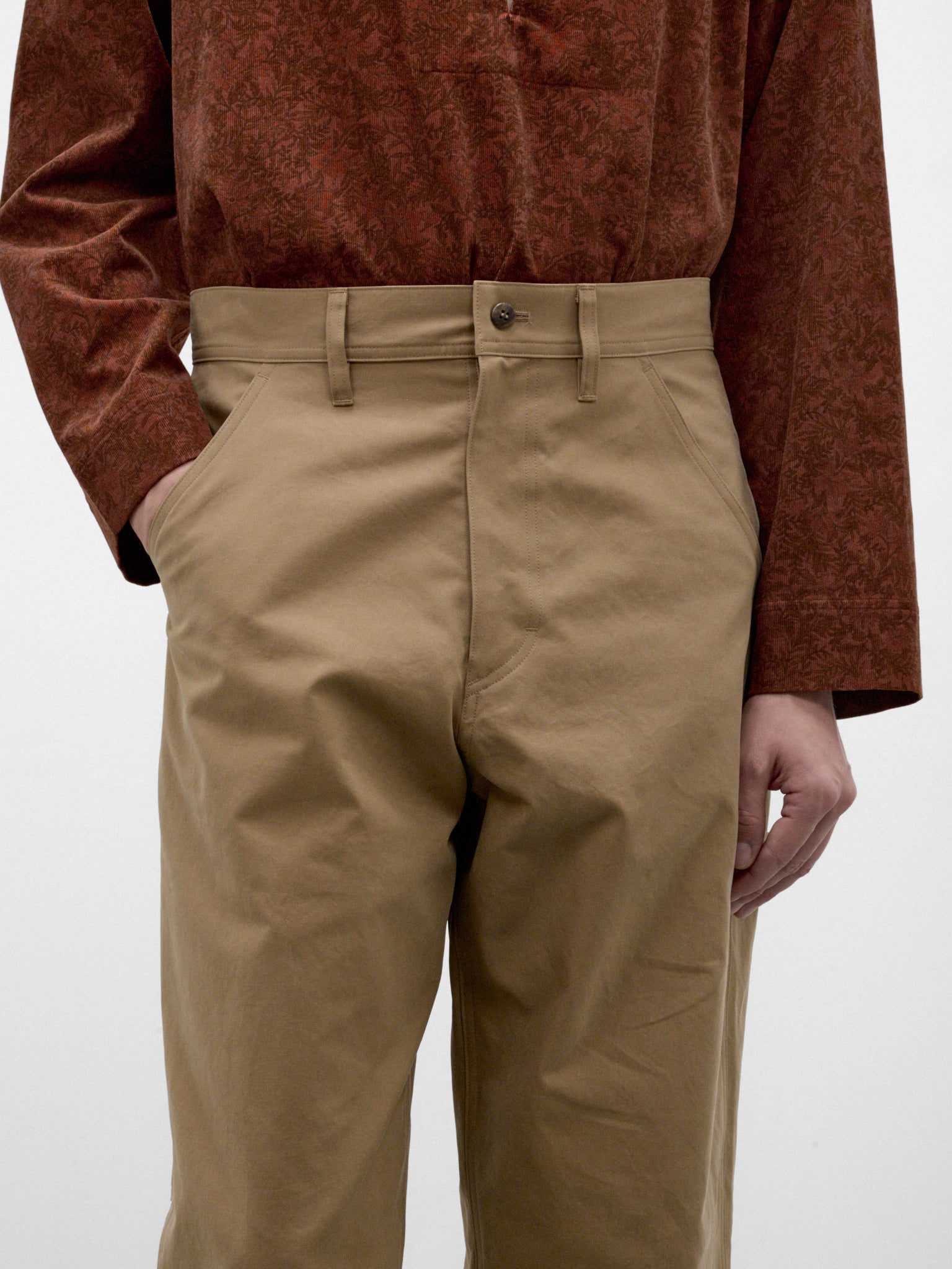 Beige Cotton Utility Pants (C263F05P01-BEIGE)