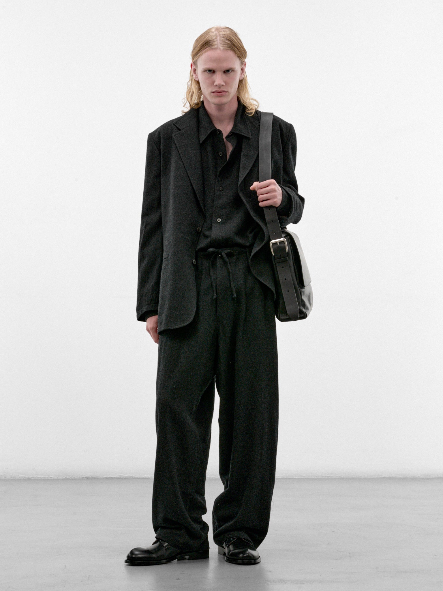 Dark Gray Wool Wide Trousers (C263F06P01-DARK-GRAY)